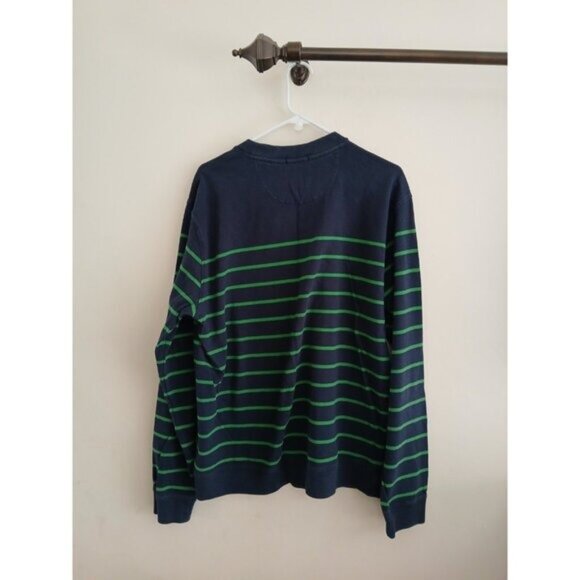 Brooks Brothers Men's XL  Navy Blue Green Striped Crewneck Sweater Preppy Casual - Picture 5 of 6